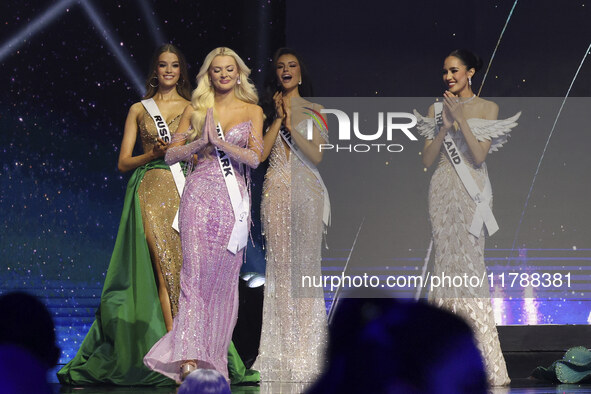 Miss Denmark Victoria Kjaer Theilvig participates in the 73rd Miss Universe Pageant Competition show at Mexico City Arena in Mexico City, Me...