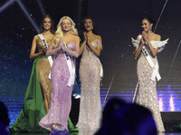 Miss Denmark Victoria Kjaer Theilvig participates in the 73rd Miss Universe Pageant Competition show at Mexico City Arena in Mexico City, Me...