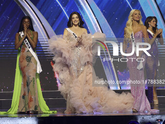 (L-R) Miss Nigeria Chidimma Adetshina, Miss Mexico Maria Fernanda Beltran, and Miss Denmark Victoria Kjaer Theilvig participate in The 73rd...