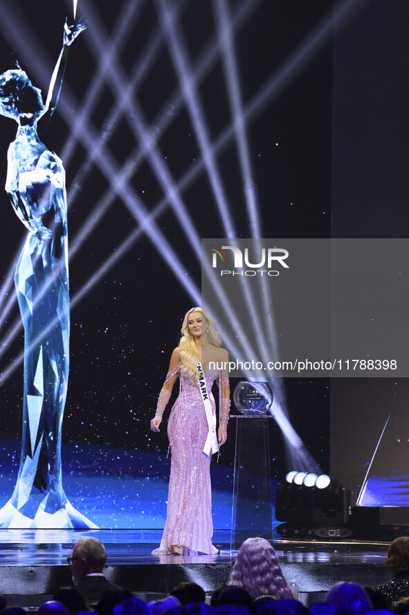 Miss Denmark Victoria Kjaer Theilvig participates in the 73rd Miss Universe Pageant Competition show at Mexico City Arena in Mexico City, Me...