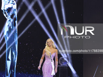 Miss Denmark Victoria Kjaer Theilvig participates in the 73rd Miss Universe Pageant Competition show at Mexico City Arena in Mexico City, Me...