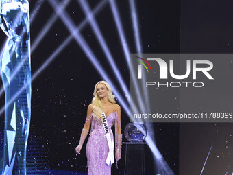 Miss Denmark Victoria Kjaer Theilvig participates in the 73rd Miss Universe Pageant Competition show at Mexico City Arena in Mexico City, Me...