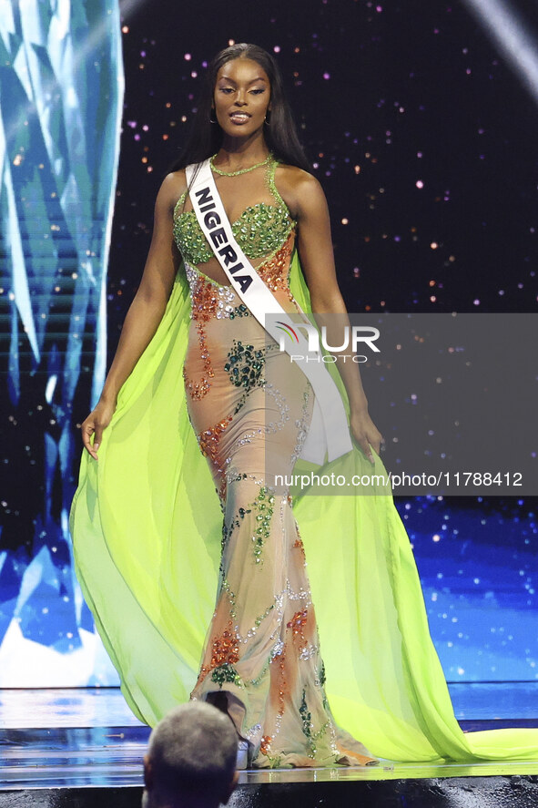 Miss Nigeria Chidimma Adetshina participates in the 73rd Miss Universe Pageant Competition show at Mexico City Arena in Mexico City, Mexico,...