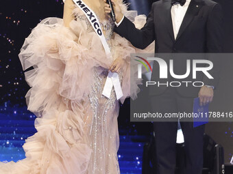 Miss Mexico Maria Fernanda Beltran is interviewed by actor Mario Lopez during The 73rd Miss Universe Pageant Competition show at Mexico City...