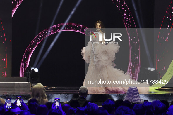 Miss Mexico Maria Fernanda Beltran participates in the 73rd Miss Universe Pageant Competition show at Mexico City Arena in Mexico City, Mexi...