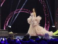 Miss Mexico Maria Fernanda Beltran participates in the 73rd Miss Universe Pageant Competition show at Mexico City Arena in Mexico City, Mexi...