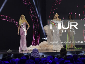 (L-R) Miss Denmark Victoria Kjaer Theilvi, Miss Thailand Opal Suchata Chuangsri, and Miss Nigeria Chidimma Adetshina participate in The 73rd...