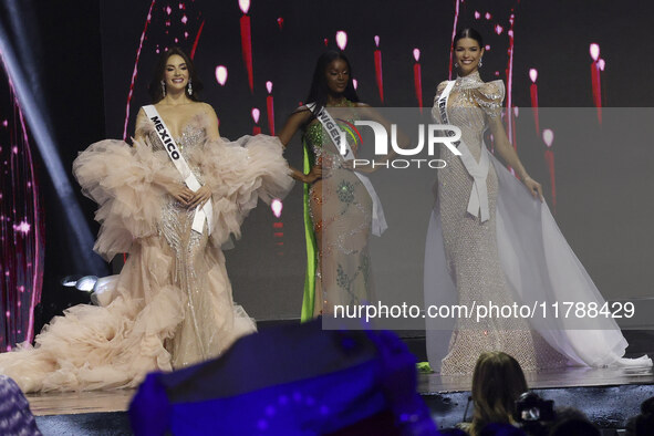 (L-R) Miss Mexico Maria Fernanda Beltran, Miss Nigeria Chidimma Adetshina, and Miss Venezuela Ileana Marquez participate in The 73rd Miss Un...