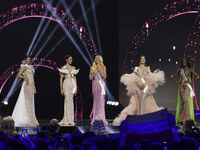 (Left to Right) Miss Venezuela Ileana Marquez, Miss Thailand Opal Suchata Chuangsri, Miss Denmark Victoria Kjaer Theilvi, Miss Mexico Maria...