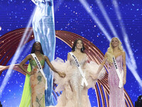 (L-R Miss Nigeria Chidimma Adetshina, Miss Mexico Maria Fernanda Beltran, and Miss Denmark Victoria Kjaer Theilvi participate in The 73rd Mi...