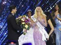 Miss Denmark Victoria Kjaer is crowned during her participation in the 73rd Miss Universe Pageant Competition show at Mexico City Arena in M...