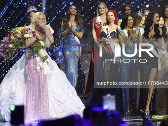 Miss Denmark Victoria Kjaer is crowned during her participation in the 73rd Miss Universe Pageant Competition show at Mexico City Arena in M...