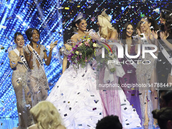 Miss Denmark Victoria Kjaer is crowned during her participation in the 73rd Miss Universe Pageant Competition show at Mexico City Arena in M...