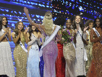 Miss Denmark Victoria Kjaer is crowned during her participation in the 73rd Miss Universe Pageant Competition show at Mexico City Arena in M...