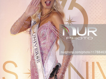 Miss Denmark Victoria Kjaer attends a press event after being crowned Miss Universe following her participation in the 73rd Miss Universe Pa...