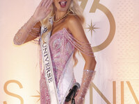 Miss Denmark Victoria Kjaer attends a press event after being crowned Miss Universe following her participation in the 73rd Miss Universe Pa...