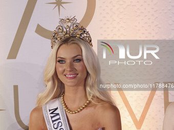 Miss Denmark Victoria Kjaer attends a press event after being crowned Miss Universe following her participation in the 73rd Miss Universe Pa...