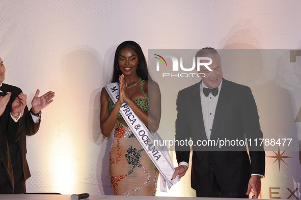 Miss Nigeria Chidimma Adetshinar attends a press event after being crowned Miss Universe following her participation in the 73rd Miss Univer...