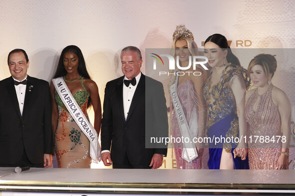 (From left to right) Miss Nigeria Chidimma Adetshinar, Raul Rocha Cantu, Miss Denmark Victoria Kjaer, and Anne Jakkapong Jakrajutatip attend...