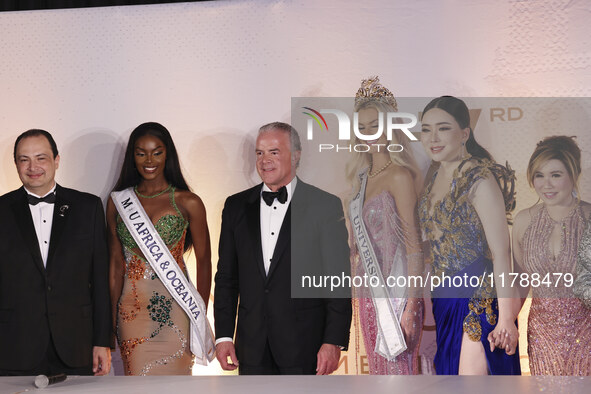 (From left to right) Miss Nigeria Chidimma Adetshinar, Raul Rocha Cantu, Miss Denmark Victoria Kjaer, and Anne Jakkapong Jakrajutatip attend...