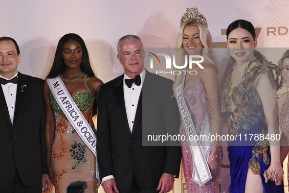 (From left to right) Miss Nigeria Chidimma Adetshinar, Raul Rocha Cantu, Miss Denmark Victoria Kjaer, and Anne Jakkapong Jakrajutatip attend...