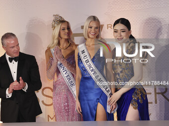 (L-R) Raul Rocha Cantu, Miss Denmark Victoria Kjaer, Miss Finland Matilda Wirtavuori, Anne Jakkapong Jakrajutatip, and Miss Nigeria Chidimma...