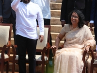 Sri Lankan president Anura Kumara Dissanayake and prime minister Harini Amarasuriya pose for a photograph with newly appointed cabinet minis...