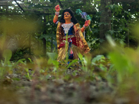 A clay idol of Kartik is on a vegetable farming field in Nandail, Mymensingh, Bangladesh, on November 18, 2024. In regional folklore, Kartik...