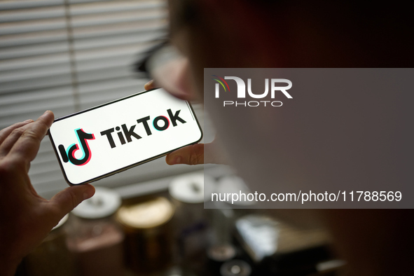 The TikTok app logo is seen in this photo illustration taken in Warsaw, Poland on 18 November, 2024. The Canadian government has ordered the...