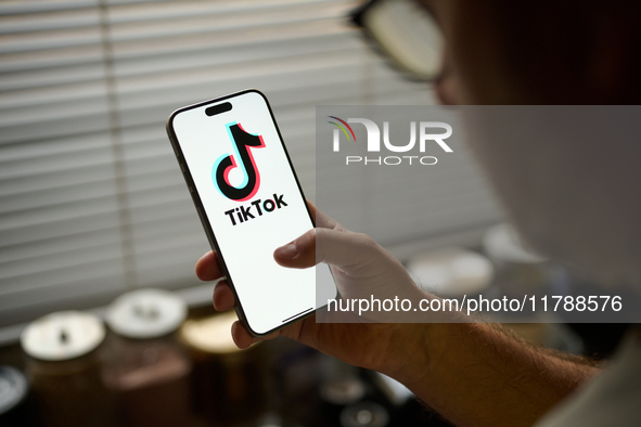 The TikTok app logo is seen in this photo illustration taken in Warsaw, Poland on 18 November, 2024. The Canadian government has ordered the...