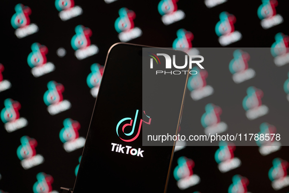 The TikTok app logo is seen in this photo illustration taken in Warsaw, Poland on 18 November, 2024. The Canadian government has ordered the...