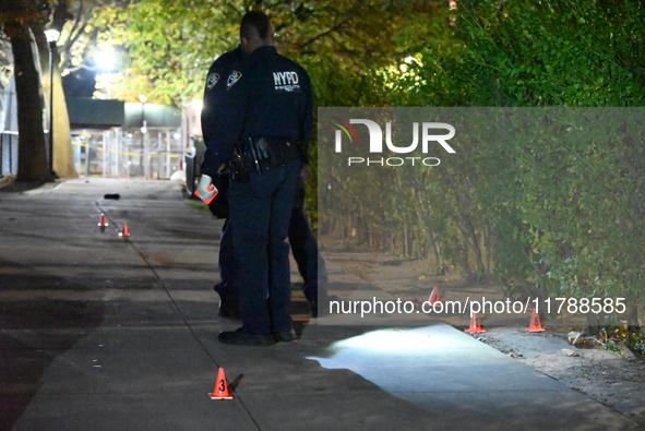 The NYPD Evidence Collection Team responds to the scene to photograph, mark, and collect evidence after a 28-year-old man is shot in the leg...