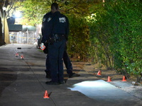 The NYPD Evidence Collection Team responds to the scene to photograph, mark, and collect evidence after a 28-year-old man is shot in the leg...