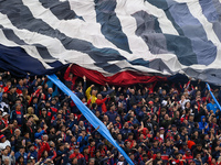 Fans of San Lorenzo show their support for their team before a Liga Profesional 2024 match between San Lorenzo and Racing Club at Stadium Pe...