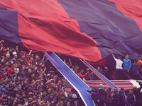 Fans of San Lorenzo show their support for their team before a Liga Profesional 2024 match between San Lorenzo and Racing Club at Stadium Pe...