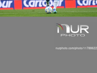 Marco Di Cesare of Racing Club drives the ball during a Liga Profesional 2024 match between San Lorenzo and Racing Club at Stadium Pedro Bid...