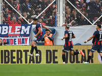 Alexis Cuello of San Lorenzo celebrates after scoring the team's first goal during a Liga Profesional 2024 match between San Lorenzo and Rac...