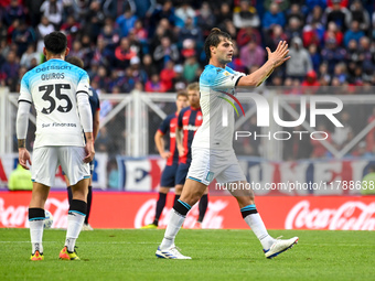 Santiago Sosa of Racing Club reacts during a Liga Profesional 2024 match between San Lorenzo and Racing Club at Estadio Pedro Bidegain in Bu...