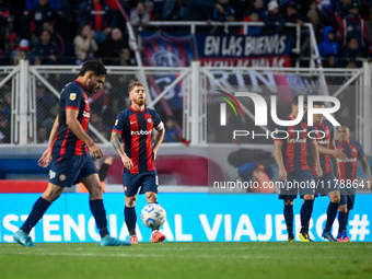 Players of San Lorenzo react during a Liga Profesional 2024 match between San Lorenzo and Racing Club at Estadio Pedro Bidegain in Buenos Ai...