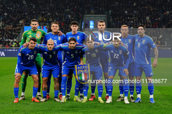 Italy lines up during the UEFA Nations League, League A, Group A2 football match between Italy and France at Stadio San Siro in Milan, Italy...