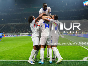 The team (France) celebrates the goal of Adrien Rabiot (France) during the UEFA Nations League, League A, Group A2 football match between It...