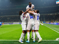 The team (France) celebrates the goal of Adrien Rabiot (France) during the UEFA Nations League, League A, Group A2 football match between It...