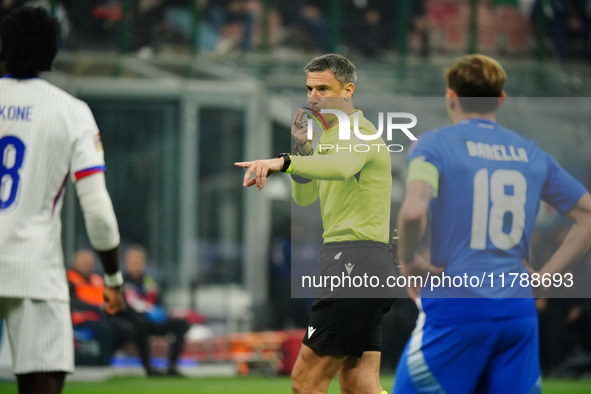 Slavko Vincic (Referee) participates in the UEFA Nations League, League A, Group A2 football match between Italy and France at Stadio San Si...