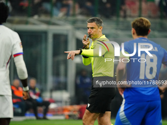 Slavko Vincic (Referee) participates in the UEFA Nations League, League A, Group A2 football match between Italy and France at Stadio San Si...