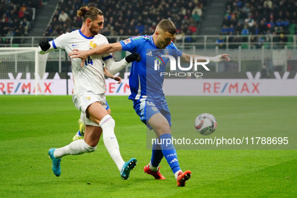 Alessandro Buongiorno (Italy) and Adrien Rabiot (France) participate in the UEFA Nations League, League A, Group A2 football match between I...