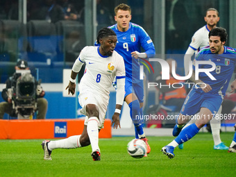 Manu Kone (France) participates in the UEFA Nations League, League A, Group A2 football match between Italy and France at Stadio San Siro in...