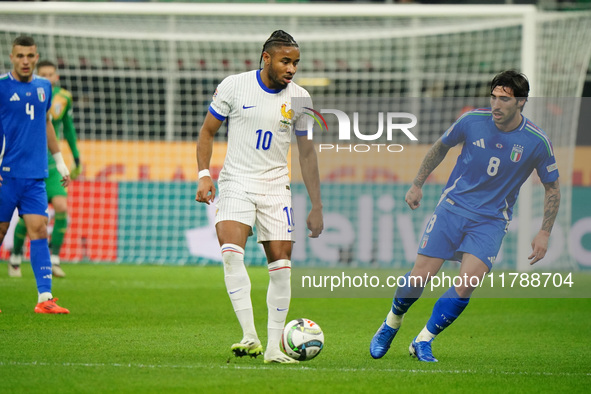 Christopher Nkunku (France) participates in the UEFA Nations League, League A, Group A2 football match between Italy and France in Milan, It...