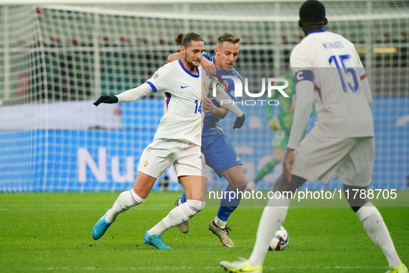 Adrien Rabiot (France) and Davide Frattesi (Italy) participate in the UEFA Nations League, League A, Group A2 football match between Italy a...