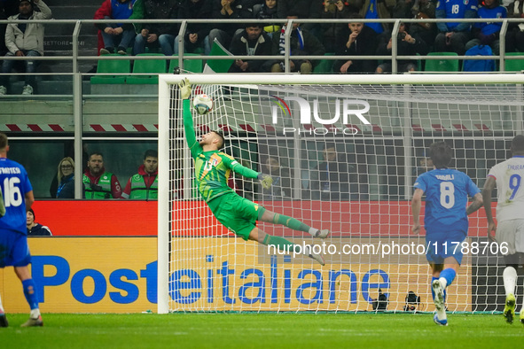 Lucas Digne (France) scores a goal during the UEFA Nations League, League A, Group A2 football match between Italy and France at Stadio San...