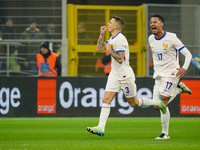 Lucas Digne (France) celebrates his goal during the UEFA Nations League, League A, Group A2 football match between Italy and France at Stadi...